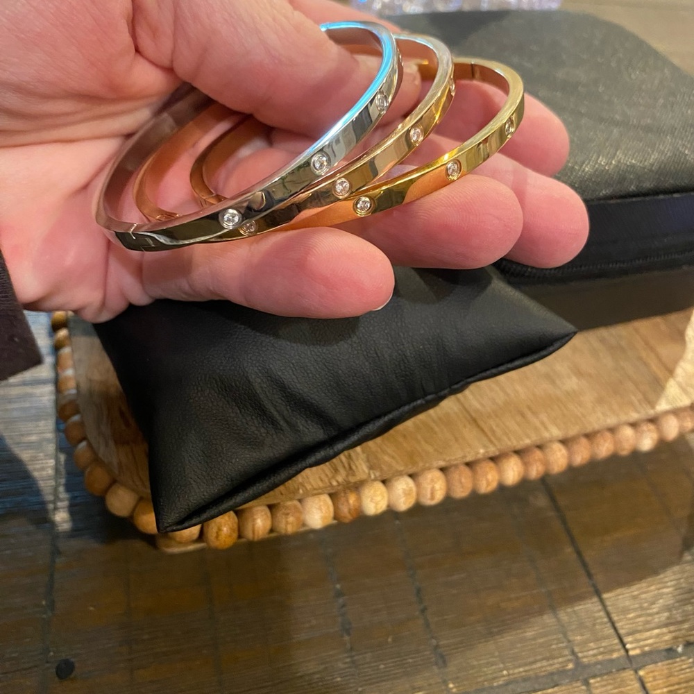 🌸 Bracelet Bangle Stainless Steel/Cubic Zirconia - Picture 2 of 9